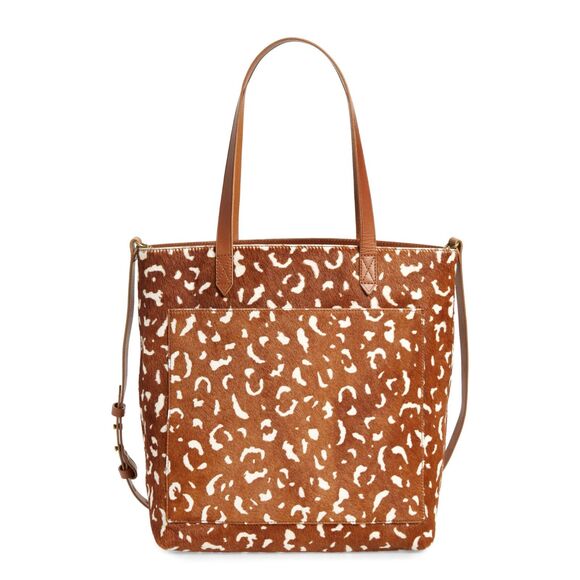 NWT Madewell The Medium Transport Tote Printed Calf Hair Edition in Pecan Multi - Picture 3 of 15